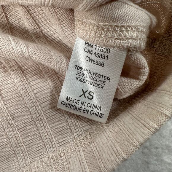 Chasor Ribbed Long Sleeve Henley Cropped Top Women's X-Small Beige - Picture 6 of 10